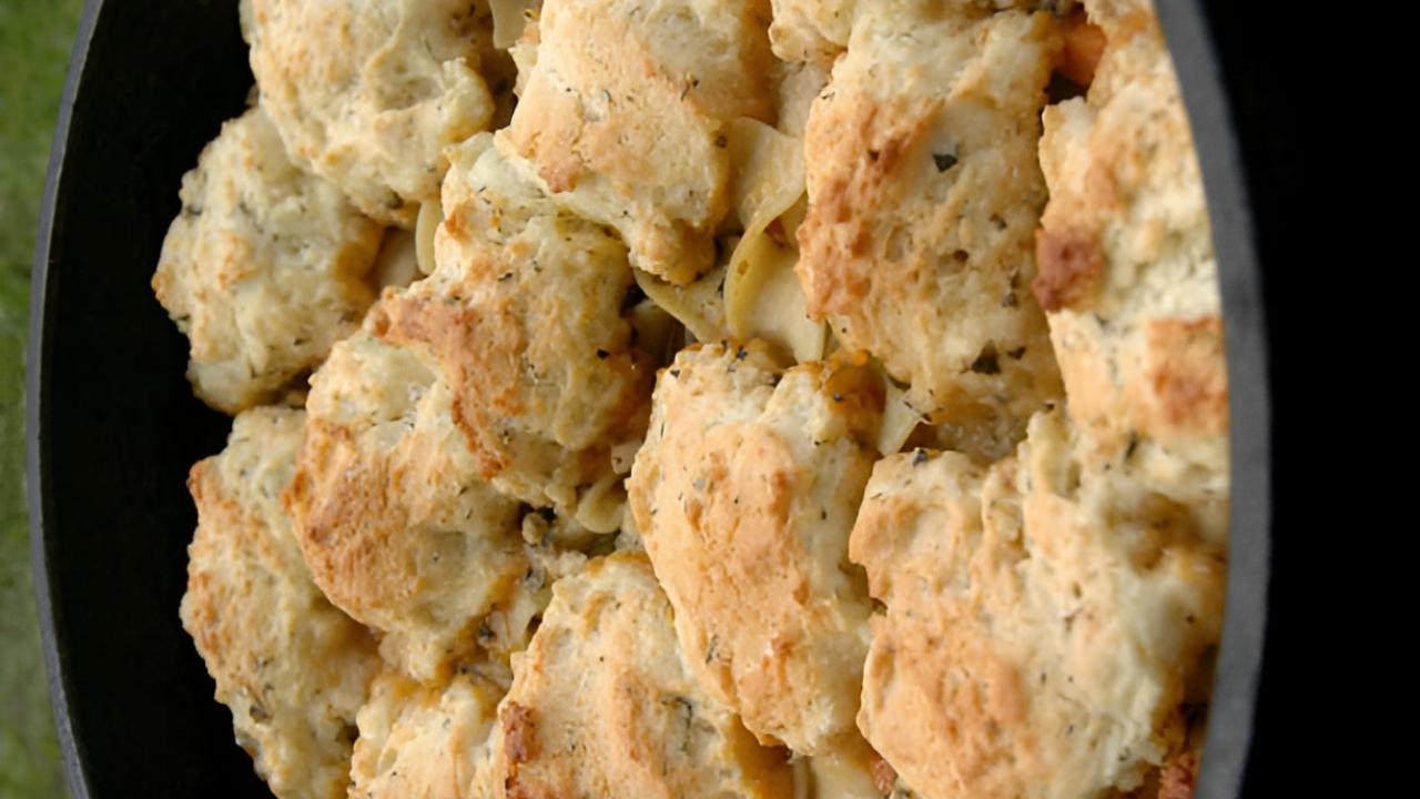 Chicken Pot Pie with Cheddar Bay Biscuits